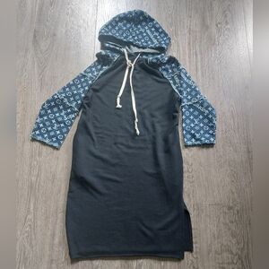 Mono.b denim + black hoodie dress with pockets Large L